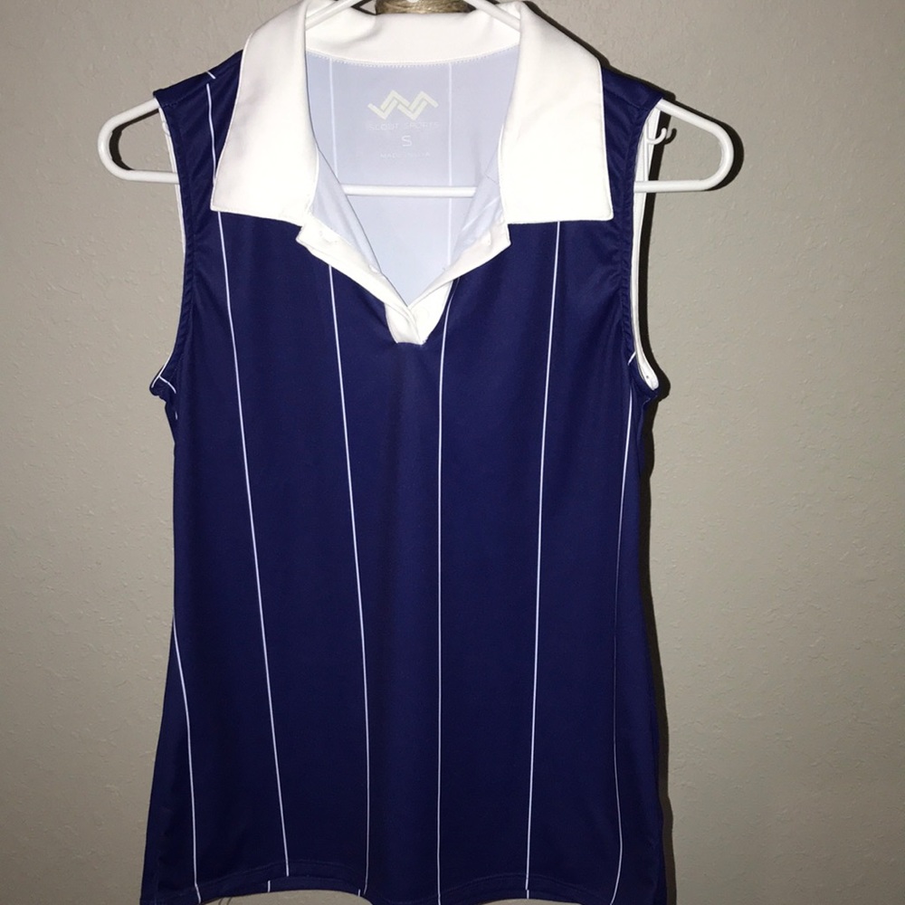 Women’s Sleeveless Striped Golf Polo